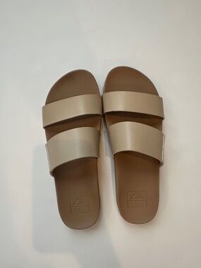 Reef Two-Strap Slide Sandals in Beige